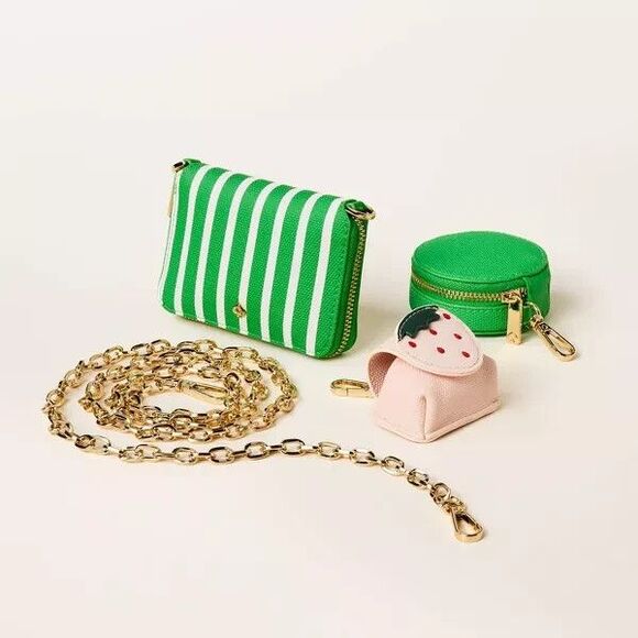 Striped Mini Crossbody Wallet Bag Kate Spade New York x Target Green/White NWT - Picture 3 of 5